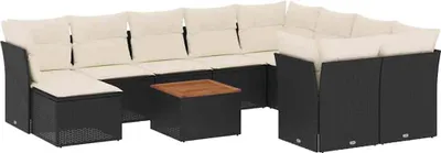 Produktbild von vidaXL 11-tlg. Garten-Sofagarnitur mit Kissen Schwarz Poly Rattan