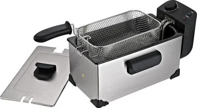 Image de Petite friteuse 3 L, 2200 W, en acier inoxydable, avec couvercle