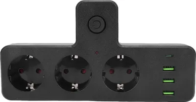 Obrázok produktu pre Predlžovacia zásuvka – 3 zásuvky AC, 3 porty USB, 1 typ C, multifunkčná zásuvková lišta s vypínačom pre domácnosť