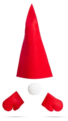 Produktbild von Dekorationsset mit Zwergfigur für den Weihnachtsbaum – Filz, rot – 60 x 39 cm