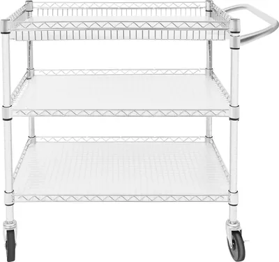 Produktbild von Servierwagen - Teewagen mit Rollen - 3 Ablagen - Metall - Bodenstehend - Für Küche, Hotel, Restaurant - Umweltfreundlich