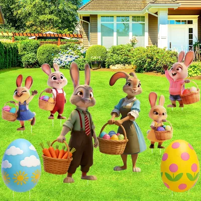 Imagen del producto de Omgoods - Juego de 8 adornos de Pascua para decorar el jardín
