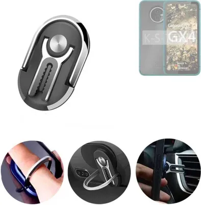 Produktbild von K-S-Trade 3in1 Smartphone-Ring Handy-Ring kompatibel mit Gigaset GX4 Fingerhalterung  Handyring Tischständer Lüftungsgitter-Halterung Tisch Ständer
