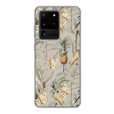 Produktbild von MuchoWow® Handyhülle Schutzhülle Hülle für Samsung Galaxy S20 Ultra Blume - Ananas - Vogel Silikon Softcase Handy Hülle - Karteninhaber