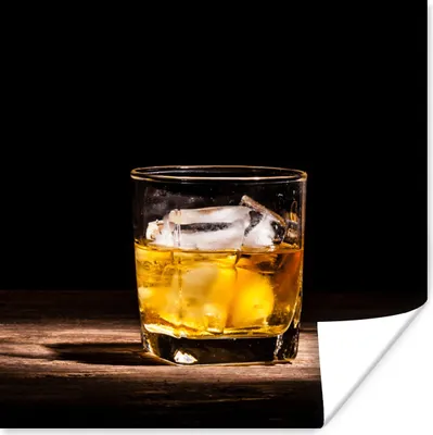 Produktbild von MuchoWow® Poster Whiskey - Alkohol - Glas 50x50 cm - Wohnzimmerdekoration