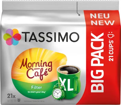 Produktbild von Tassimo Morning Cafe Filter Big Pack 5er Set, Kaffee, Kaffeekapseln, gemahlener Röstkaffee, 5 x 21 T-Discs