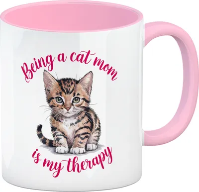 Produktbild von Baby Katze - Being a cat mom Kaffeebecher in rosa