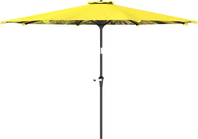 Image de Parasol Ø300 cm, parasol à manivelle, modèle octogonal Parasol de plage résistant au vent parasol de marché stable Parasol à manivelle Protection solaire pour plage balcon terrasse jardin, jaune Aosom
