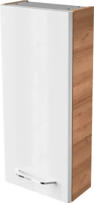 Zdjęcie produktu dla FACKELMANN szafka wisząca MILANO / Szafka łazienkowa z systemem cichego domykania / Wymiary (szer. x wys. x gł.): ok. 30 x 68 x 15 cm / Szafka łazienkowa z 1 drzwiami / Zawiasy drzwi do wyboru / Korpus: jasnobrązowy / Front: biały