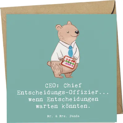 Produktbild von Mr. & Mrs. Panda Glückwunschkarte CEO Entscheidungen - Meeresbrise - Geschenk, Humor, Klappkarte, Management, doppelkarte, Unternehmensführung, Grußkarte, anlasskarte