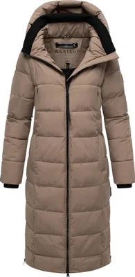 Produktbild von Marikoo Damen Wintermantel warm gefütterte Steppjacke mit Kapuze Parka Style Lanitaa Taupe Grey Gr. 44 - XXL