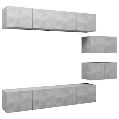 Produktbild von 6-tlg. TV-Schrank-Set Betongrau Holzwerkstoff