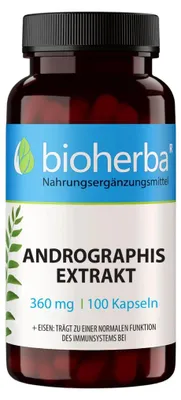 Obrázok produktu pre Andrographis extrakt 360 mg - 100 kapsúl - Bioherba