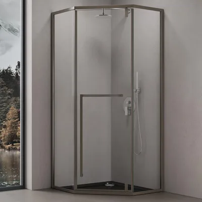 Immagine prodotto di doporro Box Doccia Angolare Cabina Bagno Pentagonale 80x80x200 cm in Vetro Temperato Trasparente Porta Battente incl. Nano Rivestimento Facile da Pulire Profilo Acciaio Inox Ravenna68K