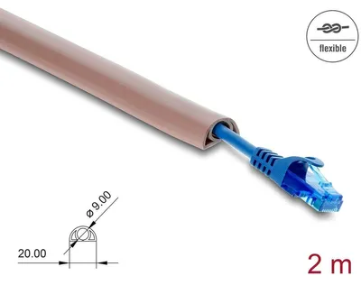Productafbeelding van Delock kabelgoot, PVC, flexibel, 20 x 10 mm - lengte 2 meter, bruin
