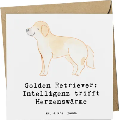Produktbild von Mr. & Mrs. Panda Grußkarte Golden Retriever Liebe - Weiß - Geschenk, Hunderassen Vielfalt, Glückwunschkarte, Hunderasse, Klappkarte, Familienhund, faltkarte, Hunde