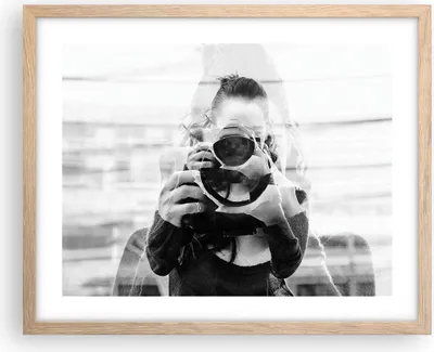 Produktbild von Gerahmtes Poster - Rahmen in heller Eiche - Fotograf Schwarzweiß Doppel - 50x40 cm - Wand Bild - Wanddeko - Wandbilder - Kunstposter - Wandposter - Bilderrahmen - Bilder - Kunstdruck - P2NAA50x40-4586