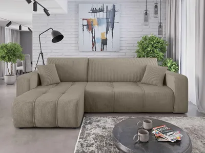 Produktbild von Couchgarnitur Sofa Sofagarnitur ALICE im Cord Stoff in L Form mit Schlaffunktion und Bettkasten Wohnlandschaft