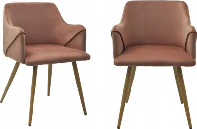 Image de Chaise rembourrée moderne VERONA vieux rose – velours, pour salle à manger et salon, 2 pièces