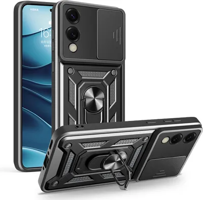 Produktbild von Outdoor Panzer Hülle für Samsung Galaxy S25 Edge mit Kameraschutz Ringhalter in Schwarz