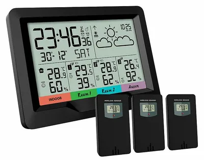 Image de Station météo sans fil radio-pilotée avec 3 capteurs extérieurs : FWS-400