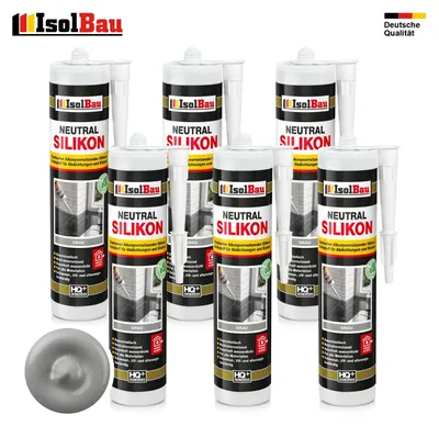 Isolbau Neutralsilikon 6 x 300 ml Grau Natursteinsilikon Dichtstoff Fugen wasserdicht