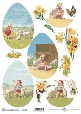 Zdjęcie produktu dla PAPIER do scrapbookingu z elementami TAG121 Wielkanoc