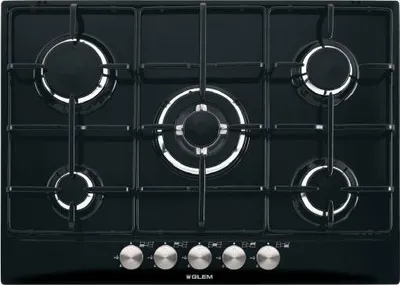 Immagine prodotto di Glem Gas GT755BK, Nero, da incasso, 70 cm, Gas, Smalto, 5 zone/zone