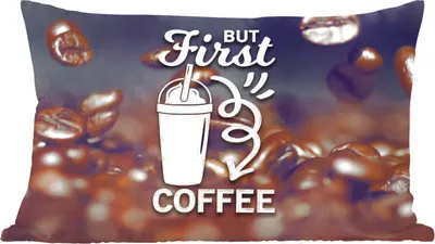 Produktbild von MuchoWow® Zierkissen Sofakissen Wohnzimmer Dekokissen 60x40 cm Zitate - Sprichwörter - Kaffee - Aber erst der Kaffee - Kopfkissen - Polster mit Foto