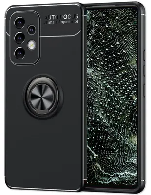 Produktbild von Für Samsung Galaxy A33 - Ring Hülle Matt Silikon Handy Schutz Case Standfunktion Schwarz