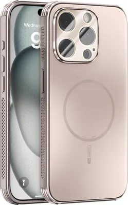 Image de Coque magnétique pour iPhone 14 Pro, coque mate PC+TPU avec protection des lentilles, coque résistante aux chocs avec dissipation de la chaleur Or