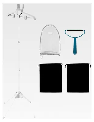 Produktbild von Dampfständer für Kleidung, faltbarer Dampfbügelsteamer mit Bügelhandschuh, 360° drehbarer Dampfbügelständer, verstellbare Länge von 84 bis 160 cm, tragbarer Trockenständer für Kleiderbügel