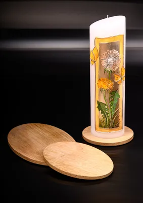 Produktbild von Dekoteller, Kerzenteller Holz Natur oval 10 x 8 cm für Ovalkerzen