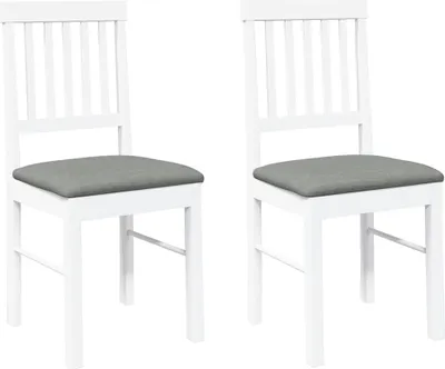 Image de vidaXL Chaises de salle à manger avec coussins 2 pcs. Blanc Bois massif Hévéa