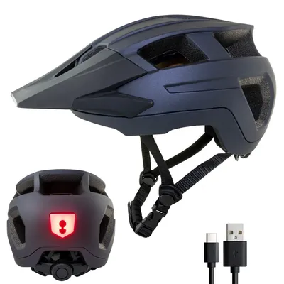 Produktbild von Fahrradhelm mit USB-C Rücklicht & Visier YB90 MTB City Helm 54-61 cm Anthrazit Herren Damen Jungen Unisex