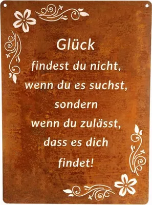 Produktbild von Schild Spruchtafel rostiges Gartenschild Edelrost Rost zum hängen Gartendeko 29x21cm, Glück findest du Nicht