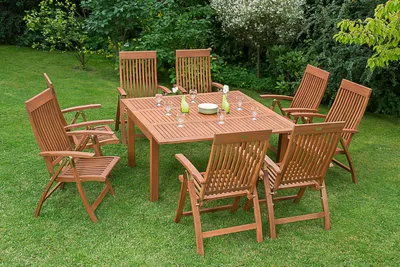 Produktbild von Merxx 9tlg. Comodoro Gartenmöbelset - 8 Sessel, 1 Tisch - Farbe: braun - Maße: Sessel:63x62x110 + Tisch: 100/150x150x74; 8x 25000-011   1x 25921-011