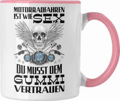 Produktbild von Trendation - Motorradfahrer Geschenk für Männer Motorrad Tasse mit Spruch Kaffeetasse für Biker Herren Papa (Rosa)
