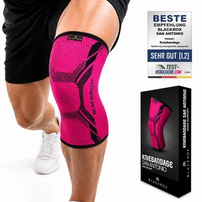 Produktbild von BLACKROX Sport Kniebandage SAN ANTONIO V4 Kniestütze Damen Knie Bandage Herren Meniskus Joggen laufen Kompression Knieschoner, Pink, Gr. XL