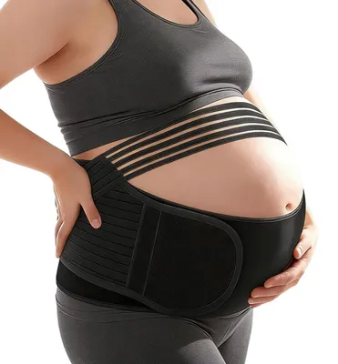 Zdjęcie produktu dla Pas do brzucha dla kobiet w ciąży - Bandaż wspierający - Komfort podczas ciąży - Regulowany rozmiar - 95-140 cm - Czarny