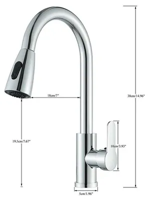 Produktbild von Küchenarmatur - Ausziehbare Spültischarmatur - Einhebelmischer - Warm- und Kaltwasser - Schwenkbarer Auslauf - Deckmontage - Gebürstetes Nickel