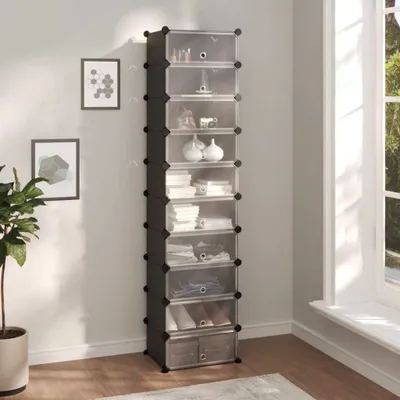 Produktbild von The Living Store Schuhregal Schwarz 44x32x174 cm PP