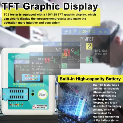 Immagine prodotto di Tester multifunzionale per transistor, diodo Zener, regolatore di tensione, NPN, PNP, resistenza bipolare, potenziometro, induttanza, condensatore, tiristore m