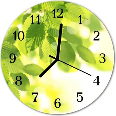 Produktbild von Glasuhr Wanduhr Küchenuhr Echt-Glas 30fi cm Blätter grün