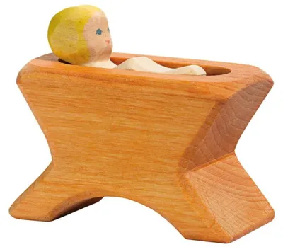 Produktbild von Ostheimer 40403 Krippe mit Kind Holz 2 teilig Höhe 4,5cm