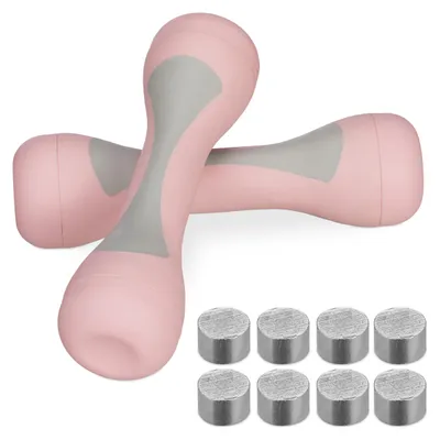 Immagine prodotto di Manubri regolabili Relaxdays, set di 2, pesi regolabili 1 kg, 1,5 kg, 2 kg, gommati, manubri da donna, rosa