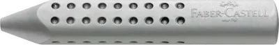 A close-up, studio shot of a gray Faber-Castell GRIP 2001 eraser.