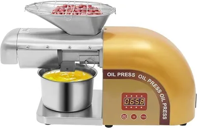 Image de Presse à huile, capacité de 5 à 8 kg/heure, puissance de 1800 W, fabriquée en acier inoxydable 304, avec contrôle de la température de 0 à 300°C. Convient pour les arachides, le sésame et les graines de tournesol