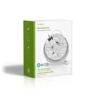 Image de Ventilateur de table | Alimentation secteur | Diamètre : 250 mm | 20 W | 2 vitesses | Blanc