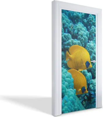 Produktbild von Türdeko Aufkleber Selbstklebende Wandsticker Personalisiert - Gelber Korallenfisch - 95 x 205 cm